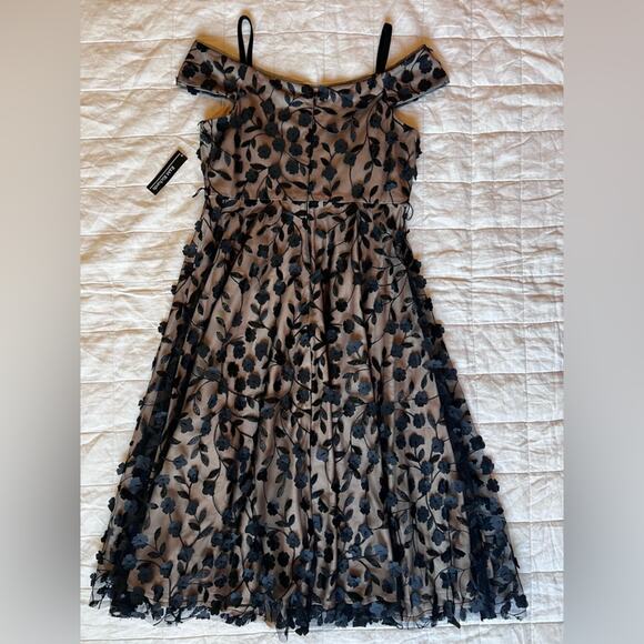 NWT R&M Richard Black 3D Floral Sheer Nude Midi/Maxi Dress Whimsigoth Fairy - 8P - Picture 1 of 9